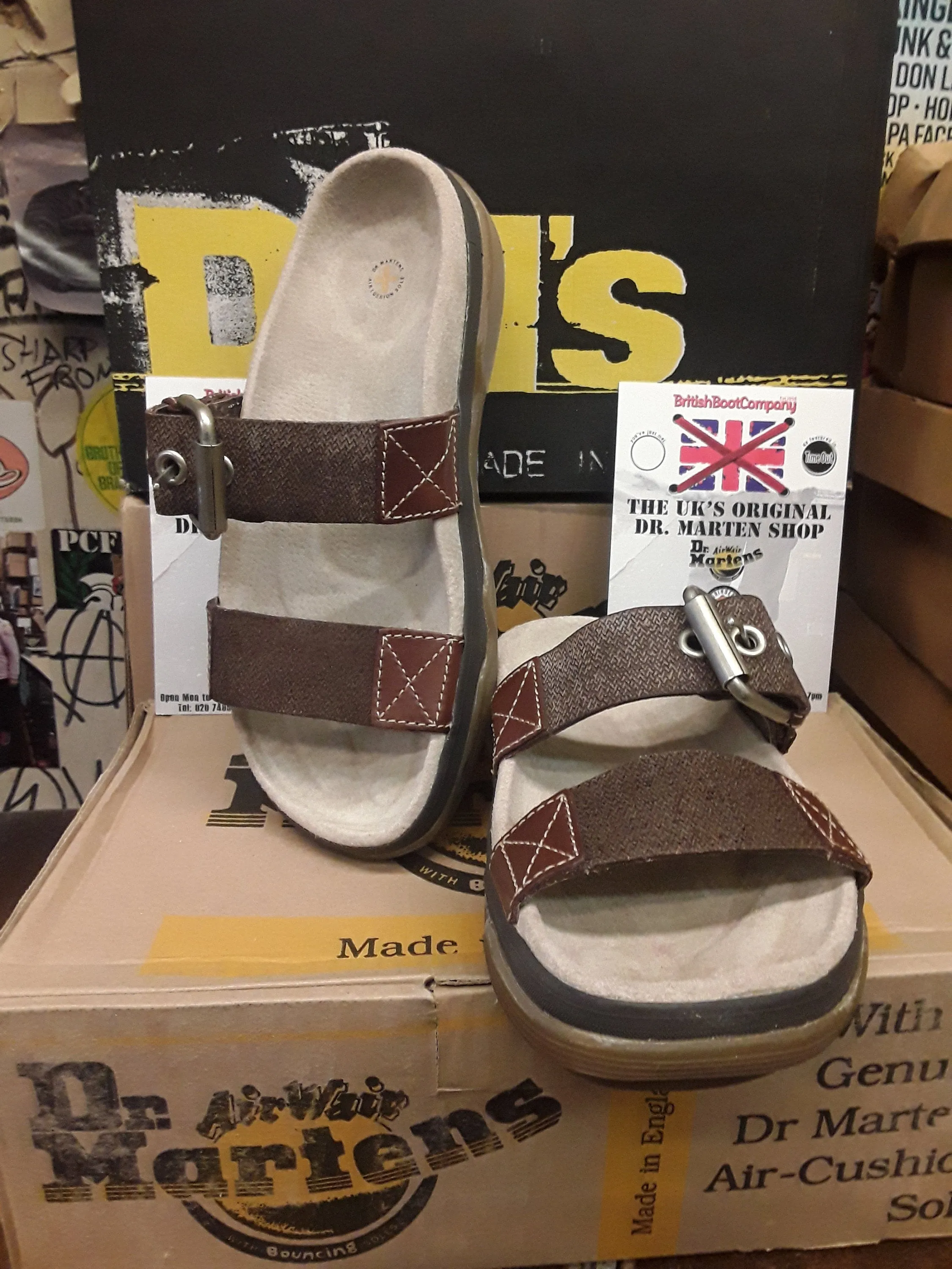 Dr Martens 2 strap Brown fabric Open toe Sandals.Size 5 UK