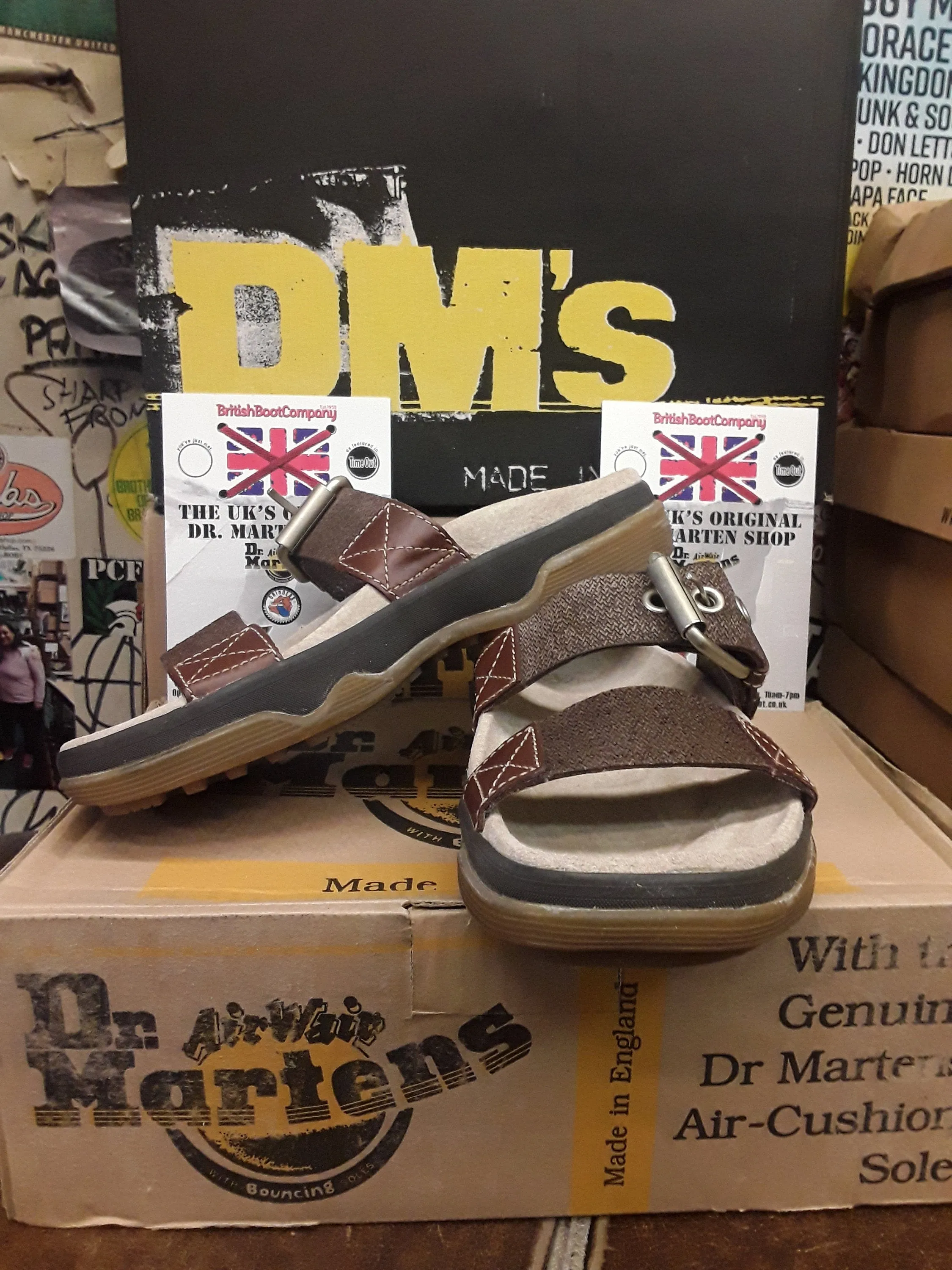 Dr Martens 2 strap Brown fabric Open toe Sandals.Size 5 UK