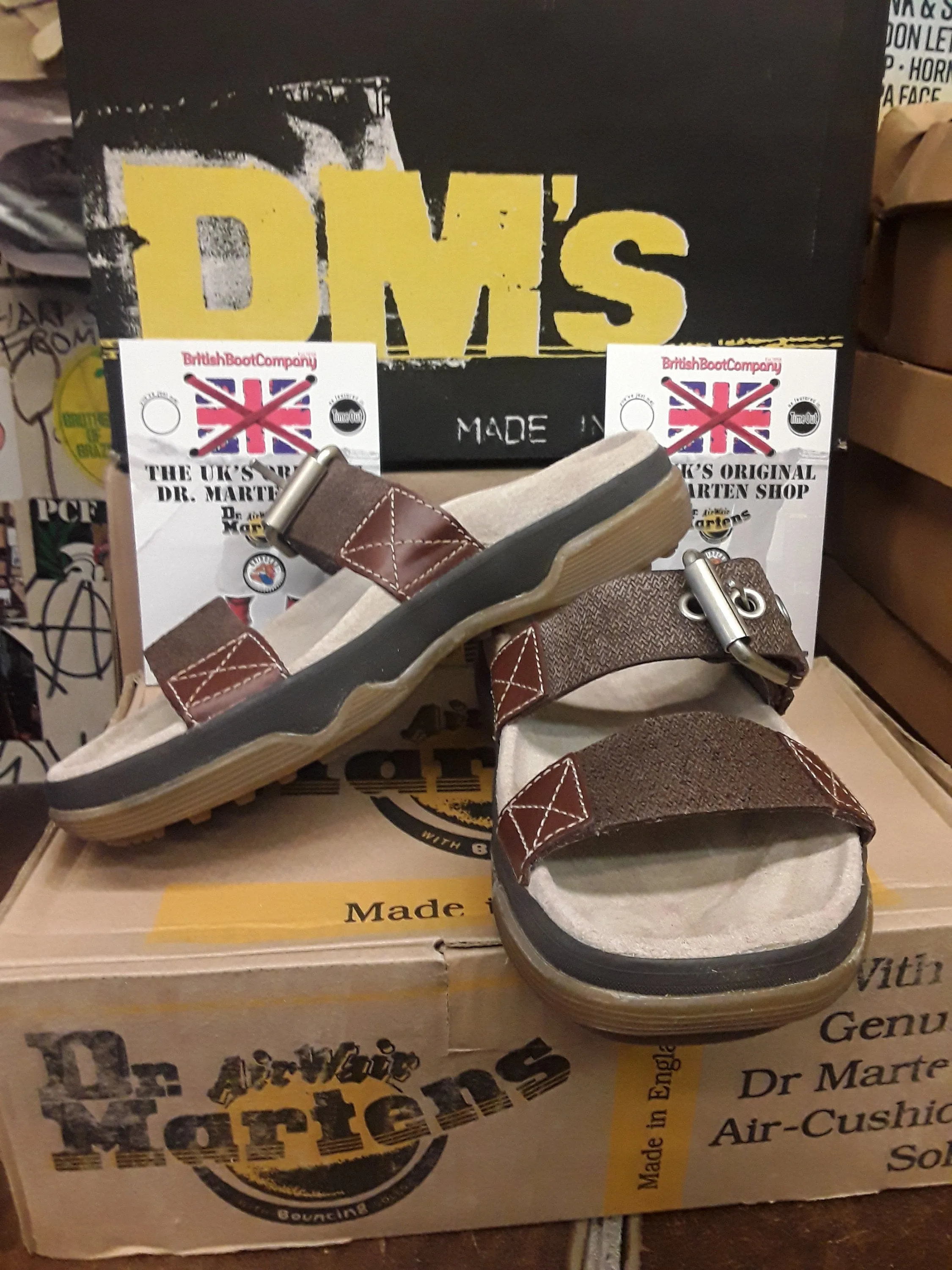 Dr Martens 2 strap Brown fabric Open toe Sandals.Size 5 UK