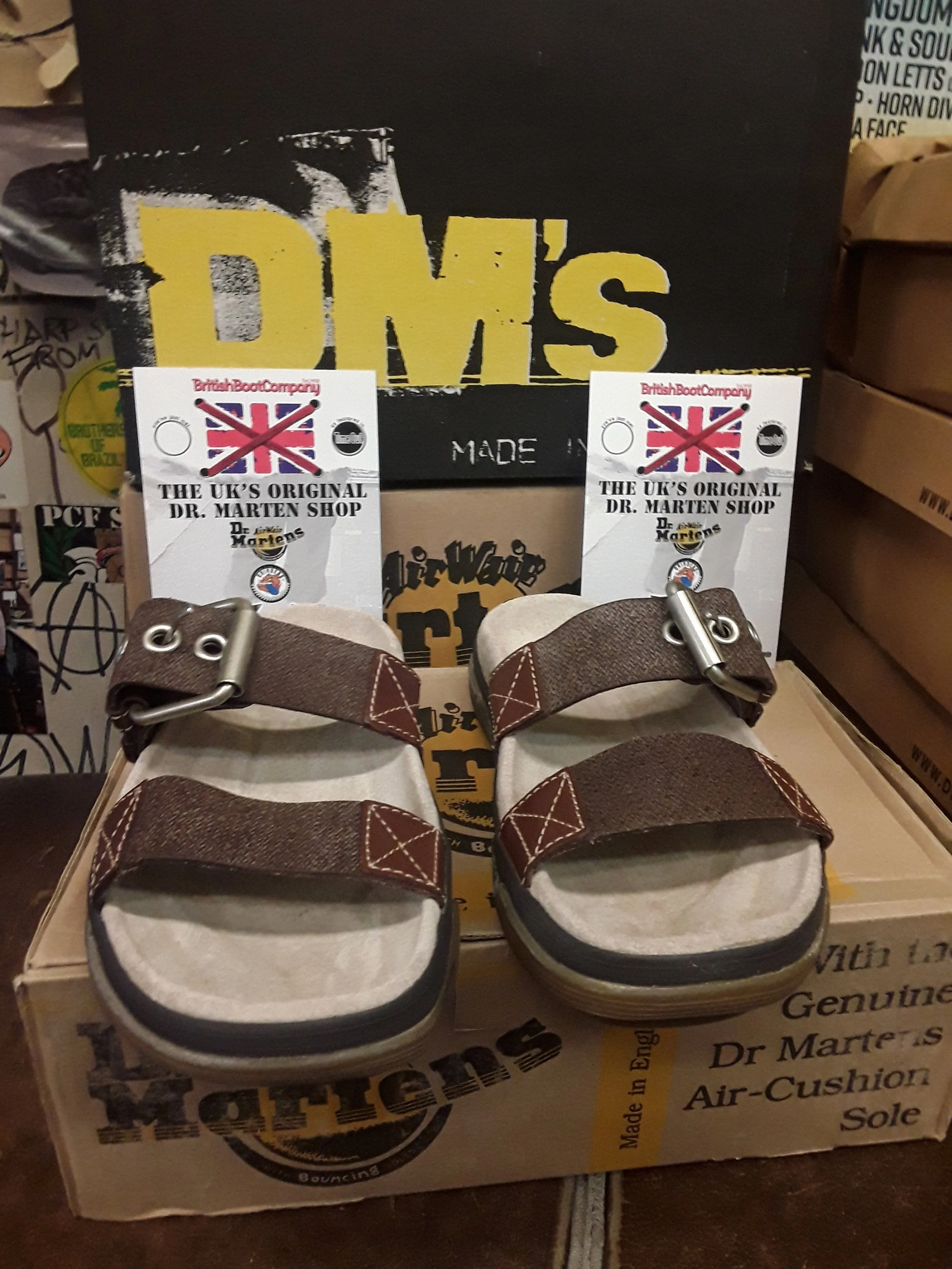 Dr Martens 2 strap Brown fabric Open toe Sandals.Size 5 UK