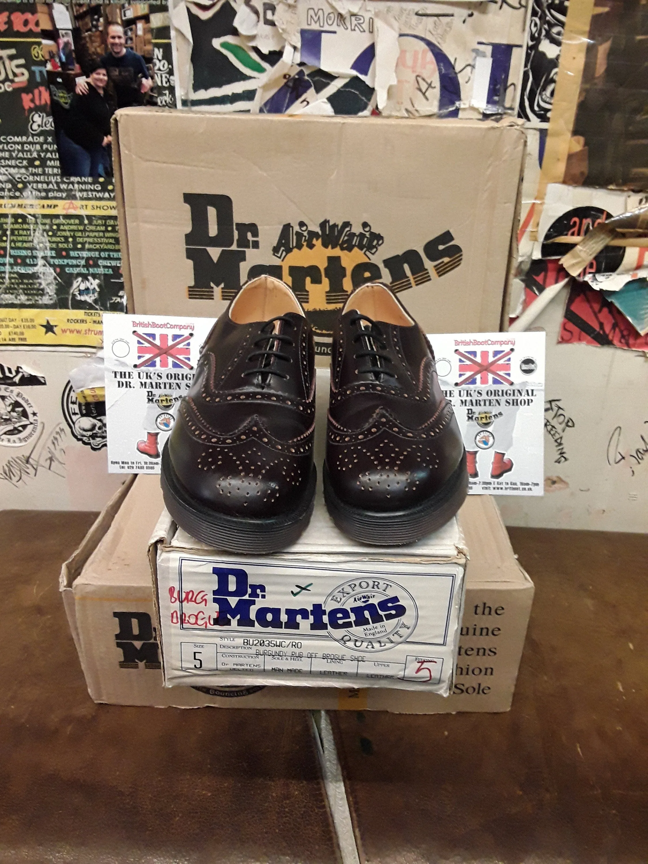 Dr Martens (2035) Made in England Brogue BURGUNDY VARIOUS SIZES