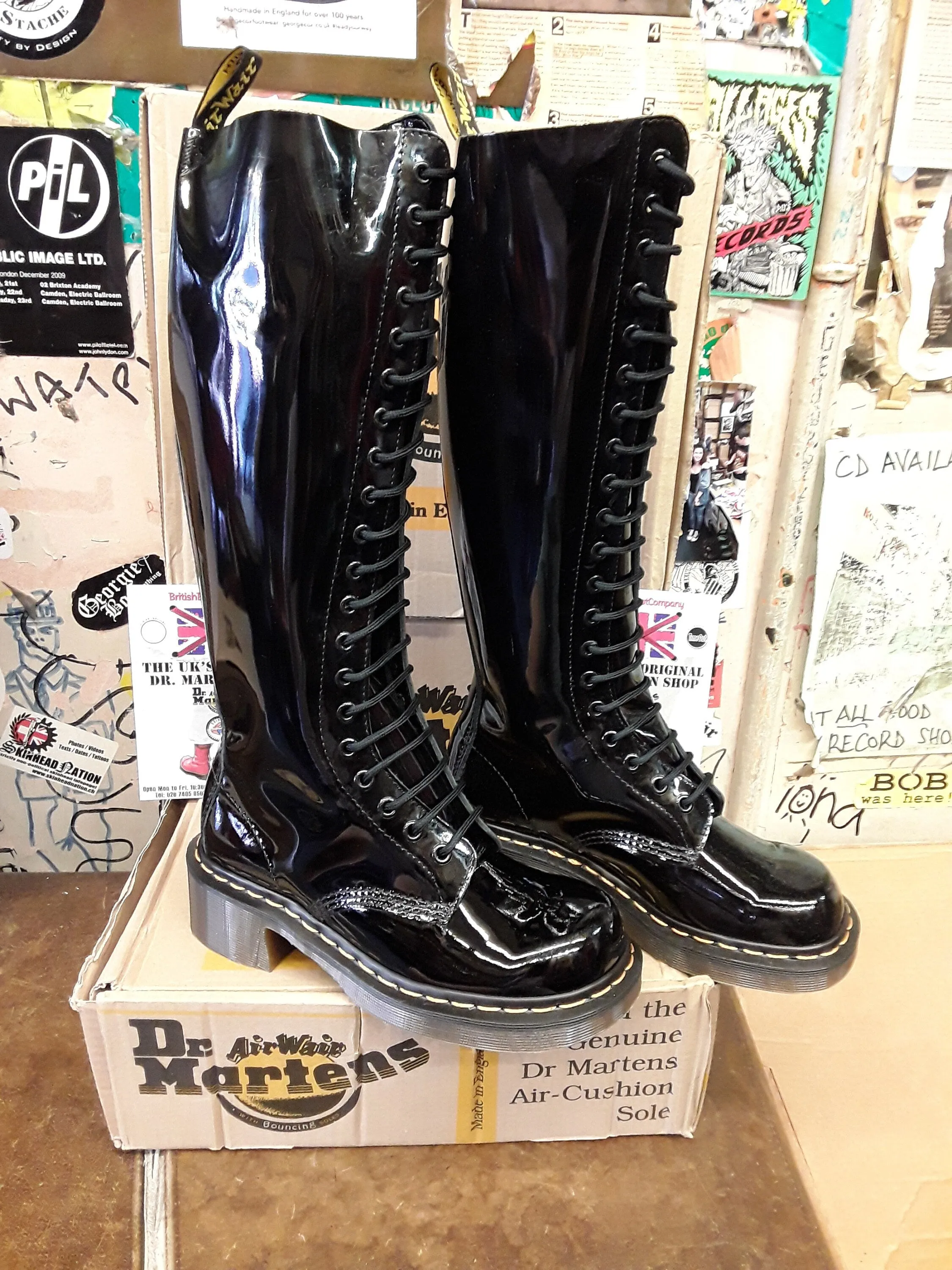 Dr Martens Made in England 9730 Black Patent 20 Hole Size 4