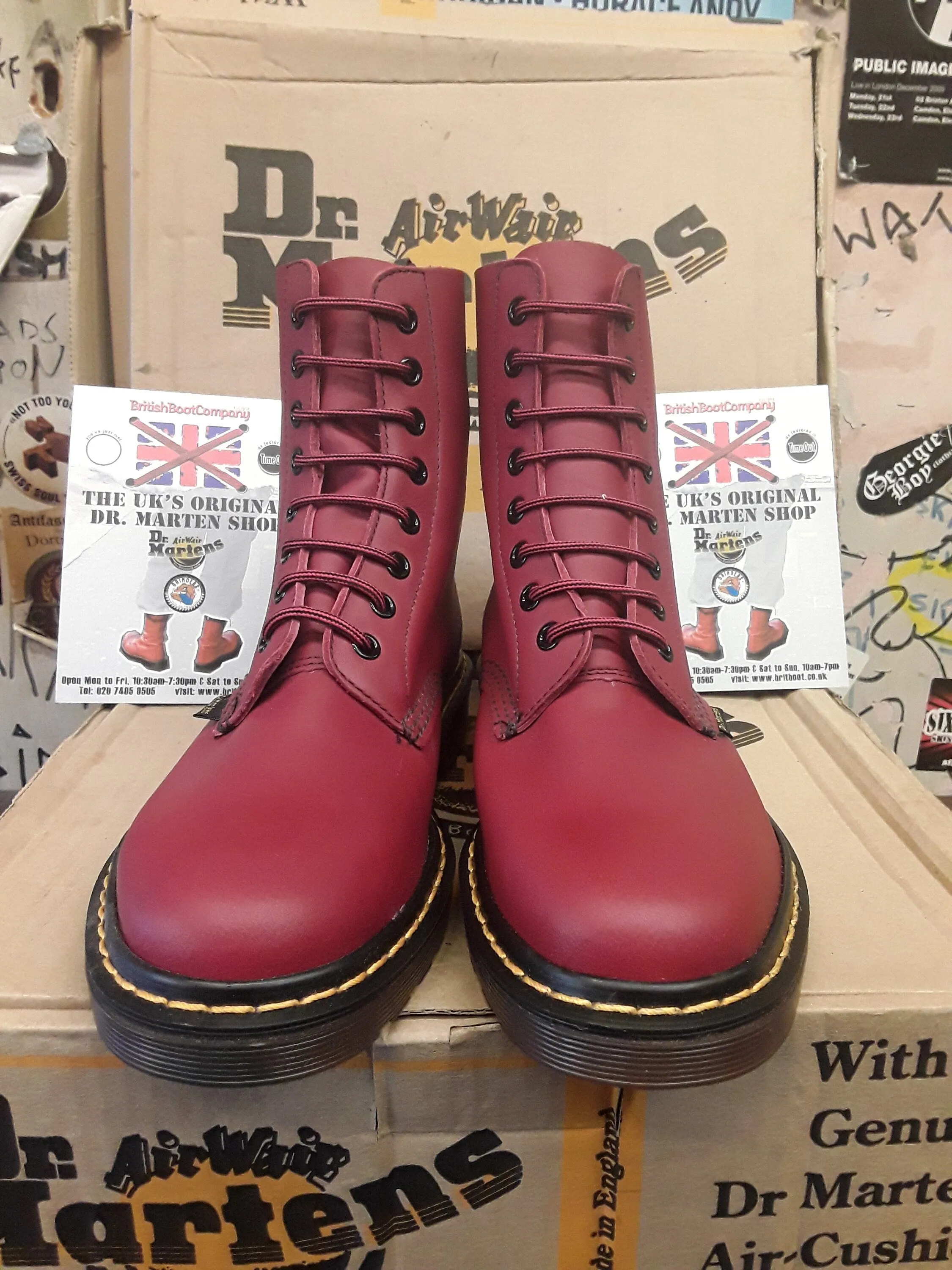 Dr Martens Made in England Cherry Waxy 1460 Size 5 UK