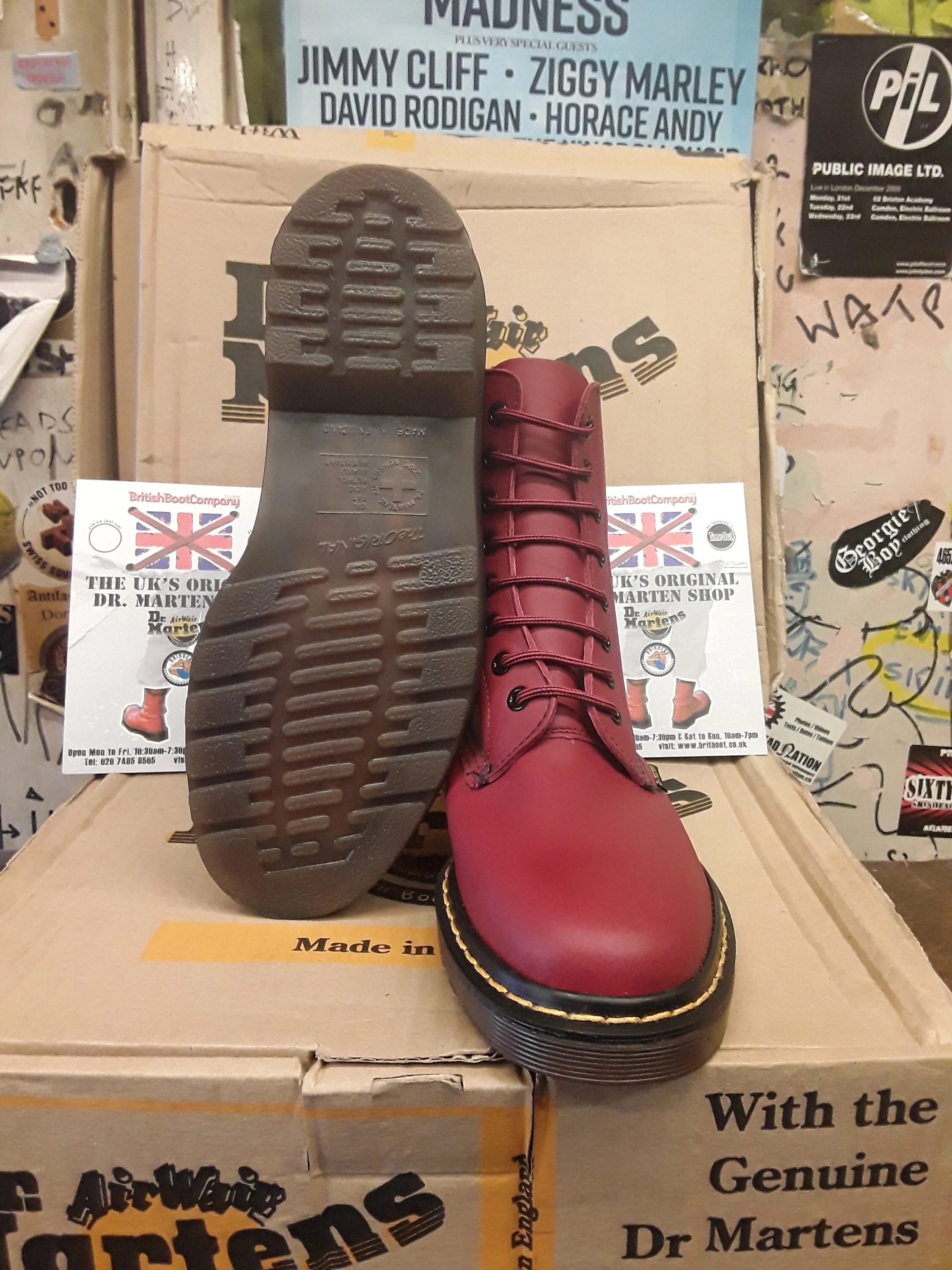 Dr Martens Made in England Cherry Waxy 1460 Size 5 UK