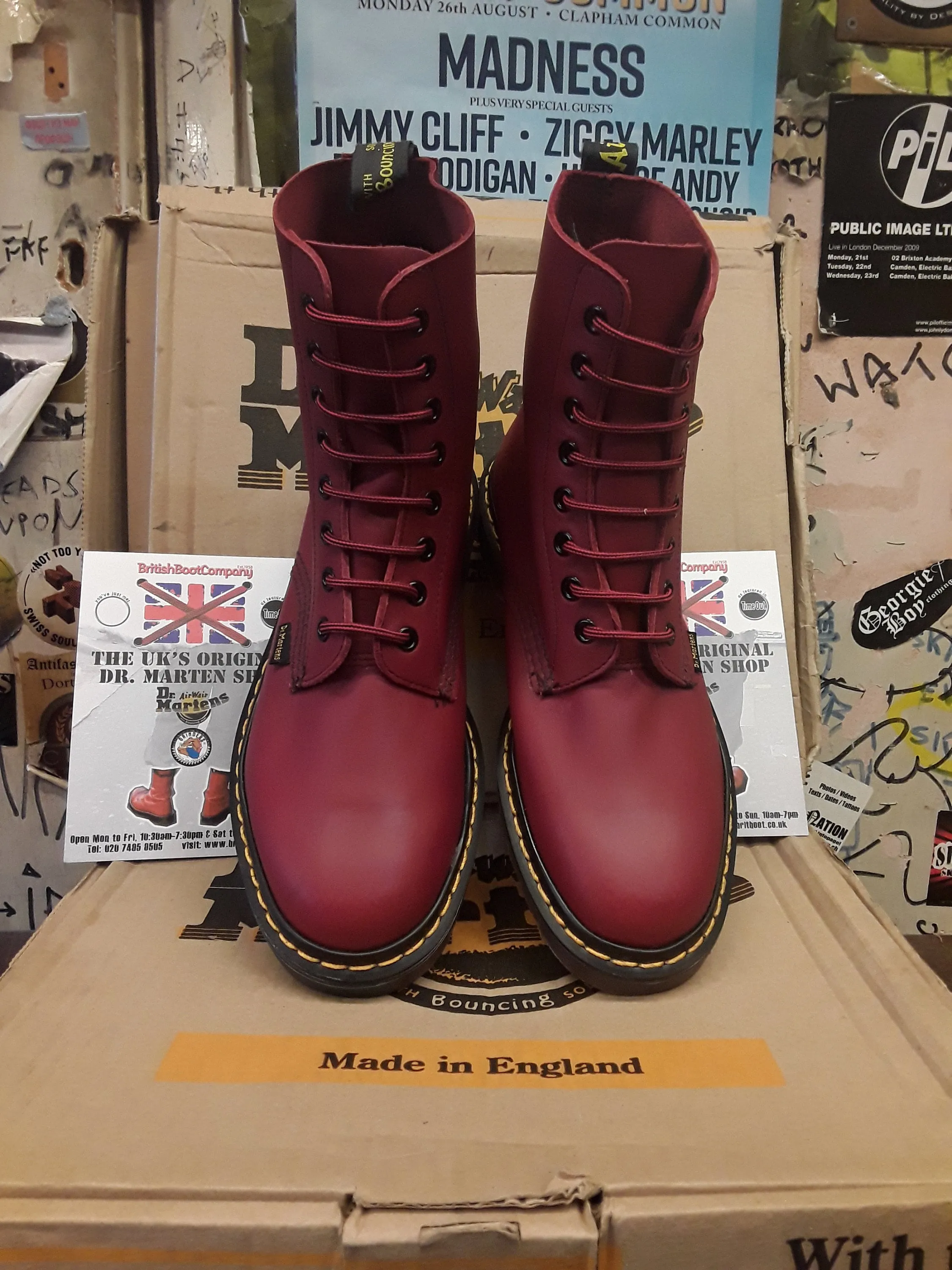 Dr Martens Made in England Cherry Waxy 1460 Size 5 UK