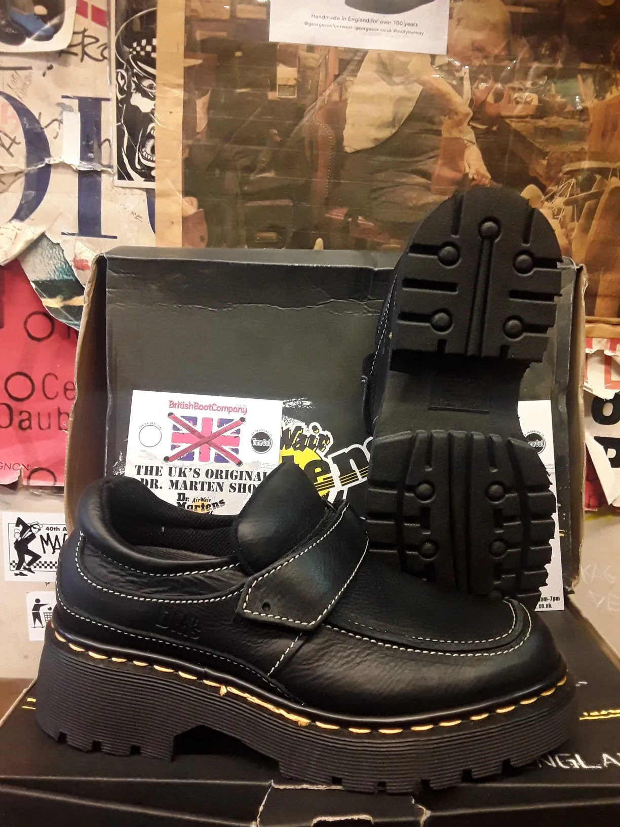 Dr Martens Made in England velcro black strap shoe size 5