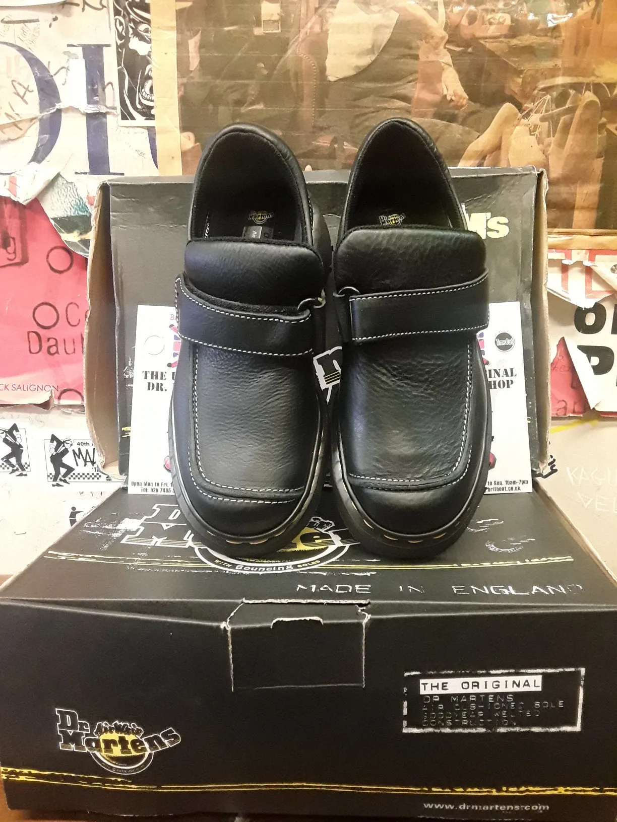 Dr Martens Made in England velcro black strap shoe size 5