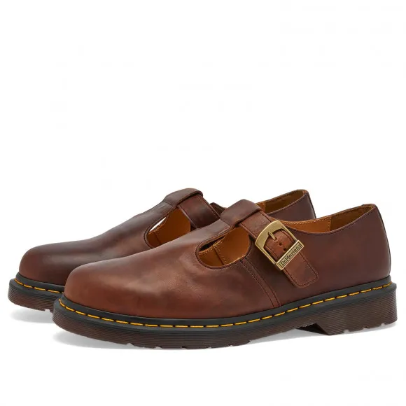 Dr. Martens Men's T-Bar Shoe Regency Calf Sneakers in Whiskey