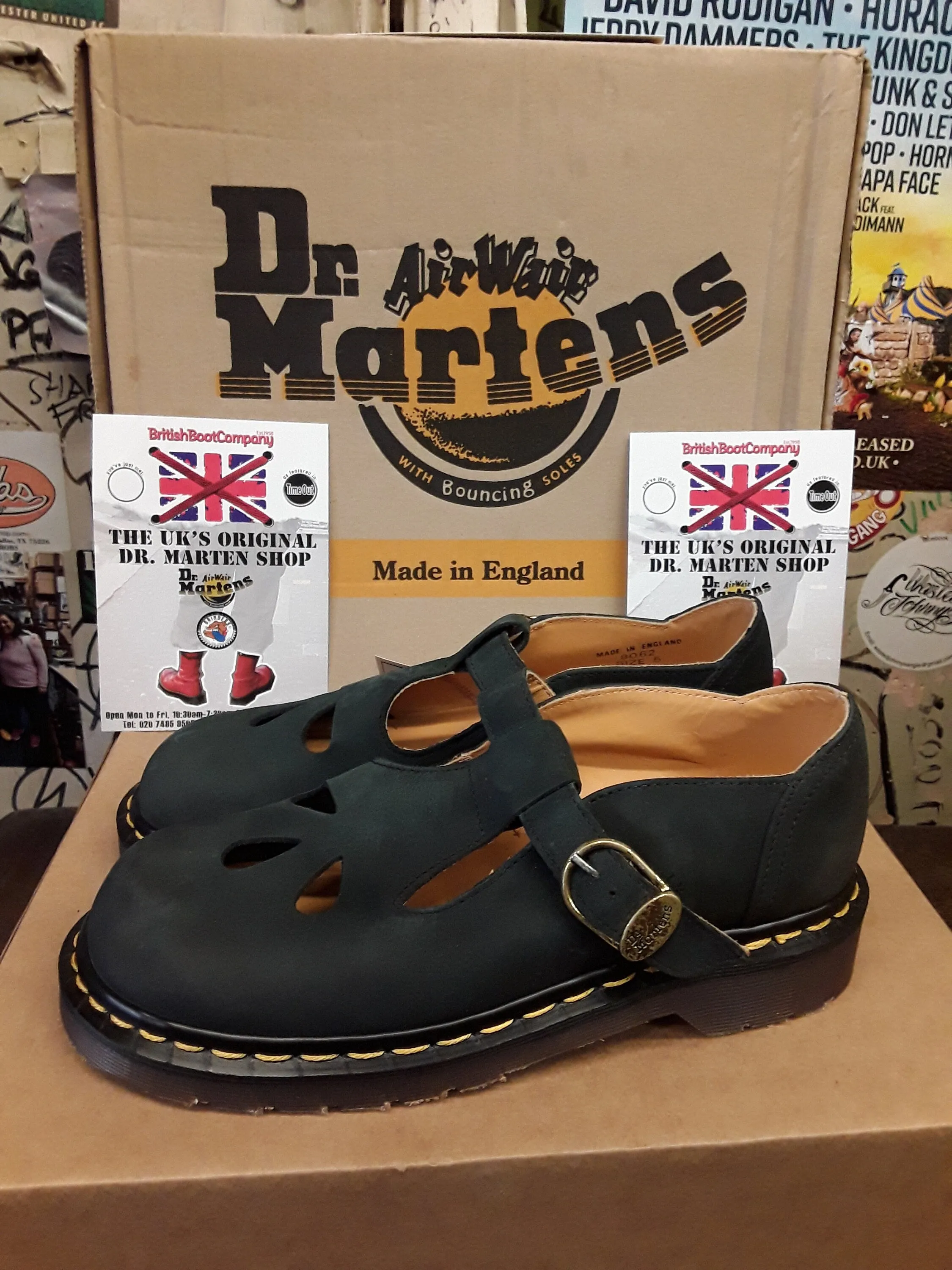 Dr Martens Vintage Black Nubuck Tear Drop Mary Janes Made in England Various Sizes