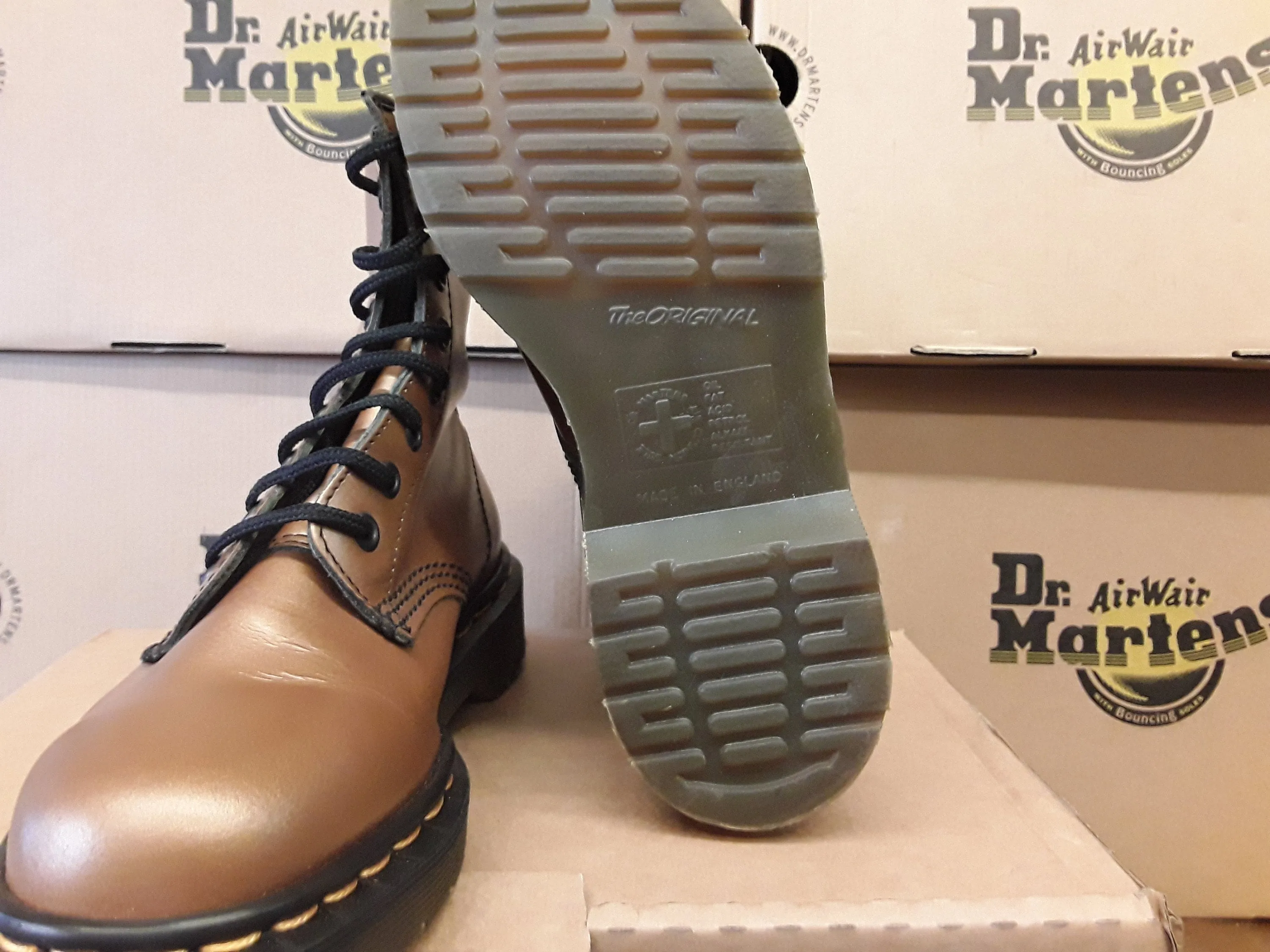 Dr Martens Vintage gold metallic 1460z size 4,  Made in England