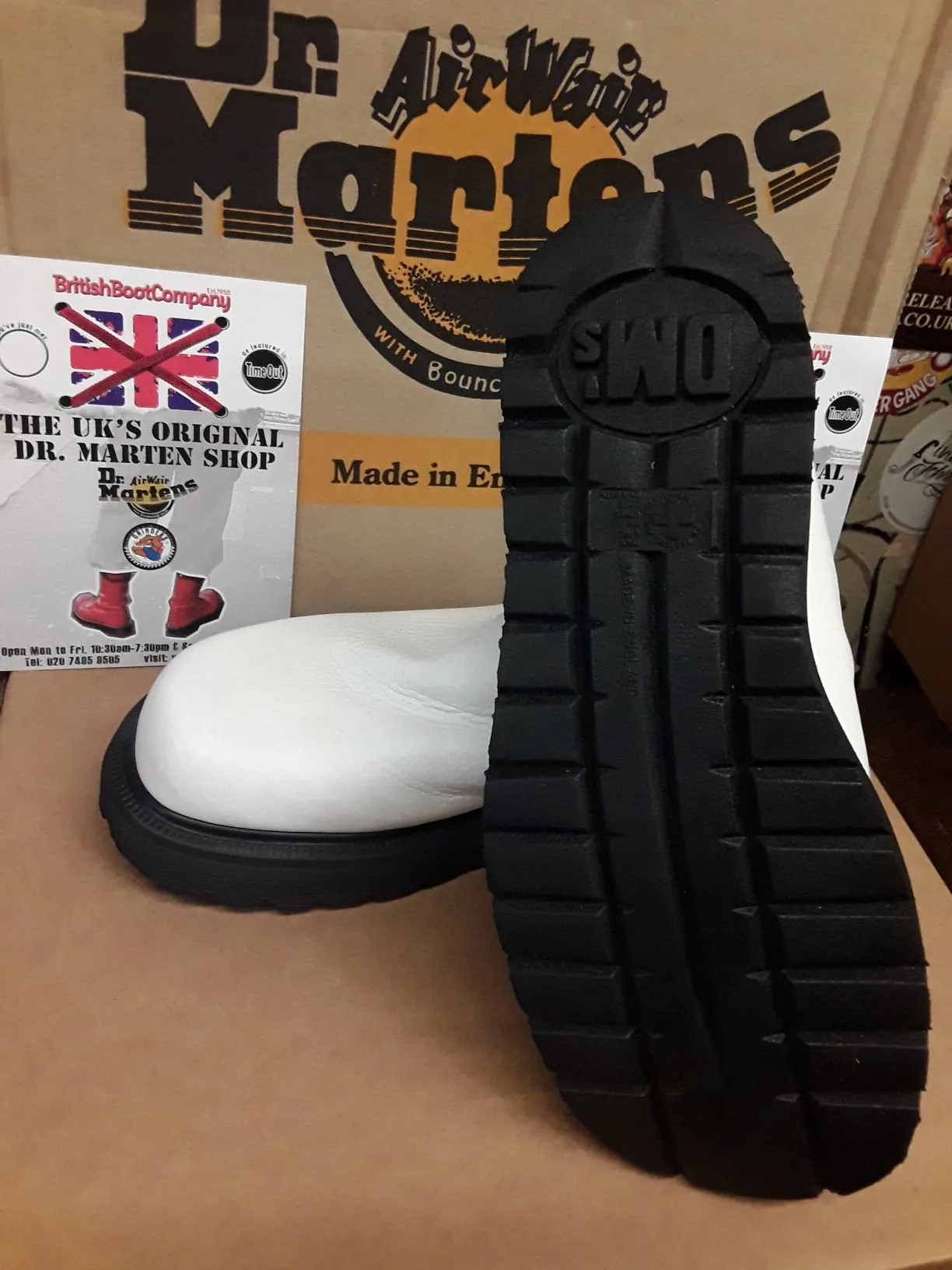 Dr Martens White Mule Made in England Size 4