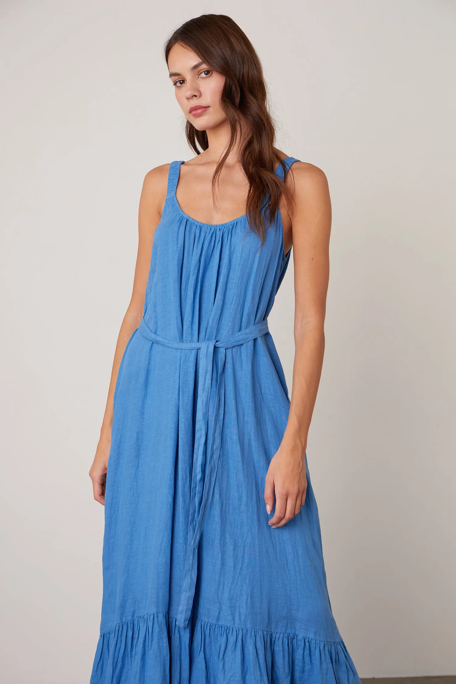 ELARA LINEN TANK DRESS IN CORTEZ