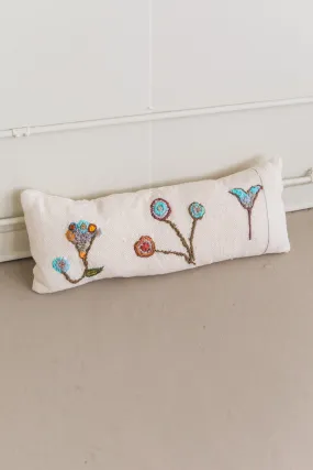 EMBROIDERED FLOWER PILLOW