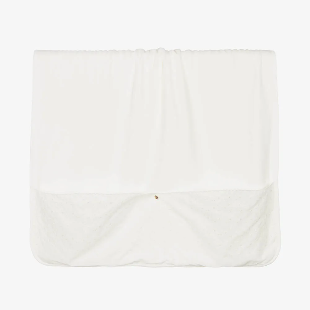 Embroidered Ivory Velour Blanket (97cm)