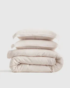 European Linen Double Flange Duvet Cover Set