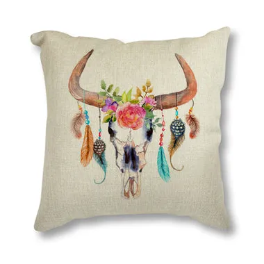 Floral Antler Throw Pillow Case