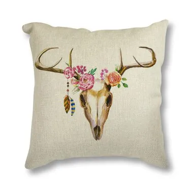 Floral Antler Throw Pillow Case