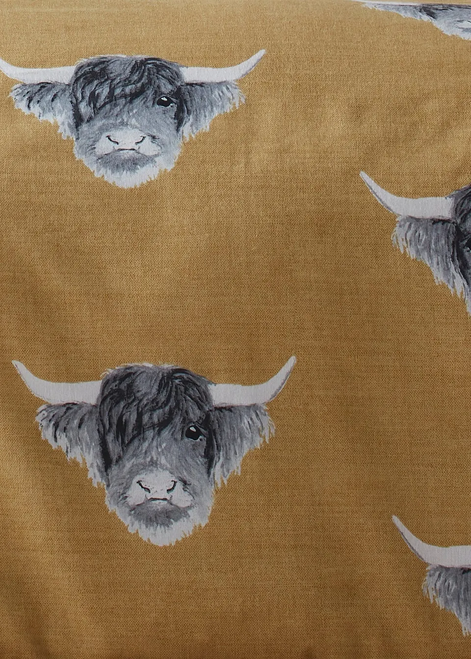 Fusion Highland Cow Brushed Cotton Yellow Duvet Cover Set