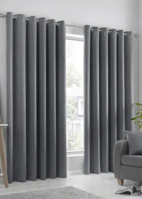 Fusion Strata Dimout Grey Eyelet Curtains