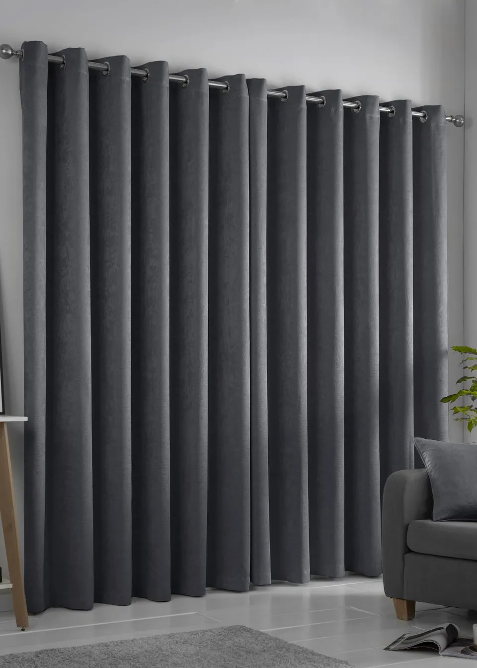 Fusion Strata Dimout Grey Eyelet Curtains