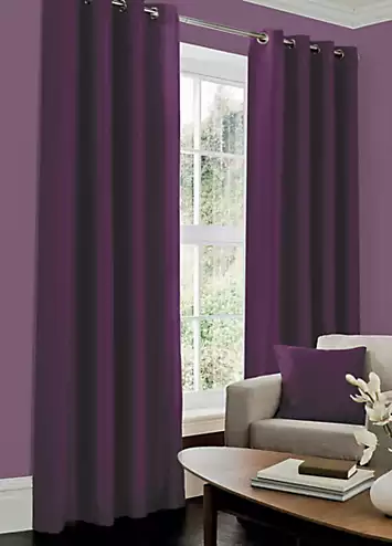 Gaveno Cavailia Faux Silk Plain Eyelet Curtains | Kaleidoscope