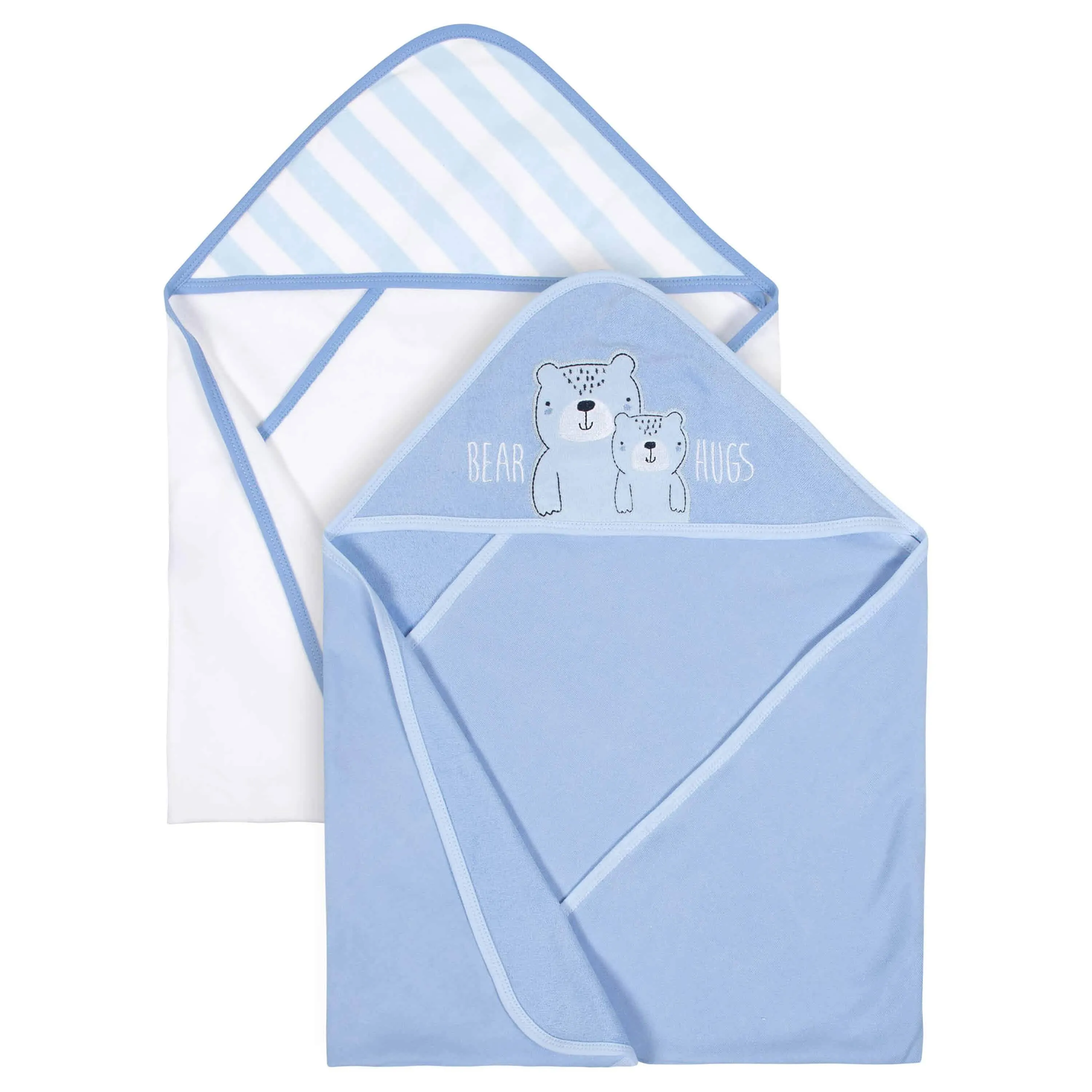 Gerber Organic 2-Pack Baby Boys Teddy Hooded Towels