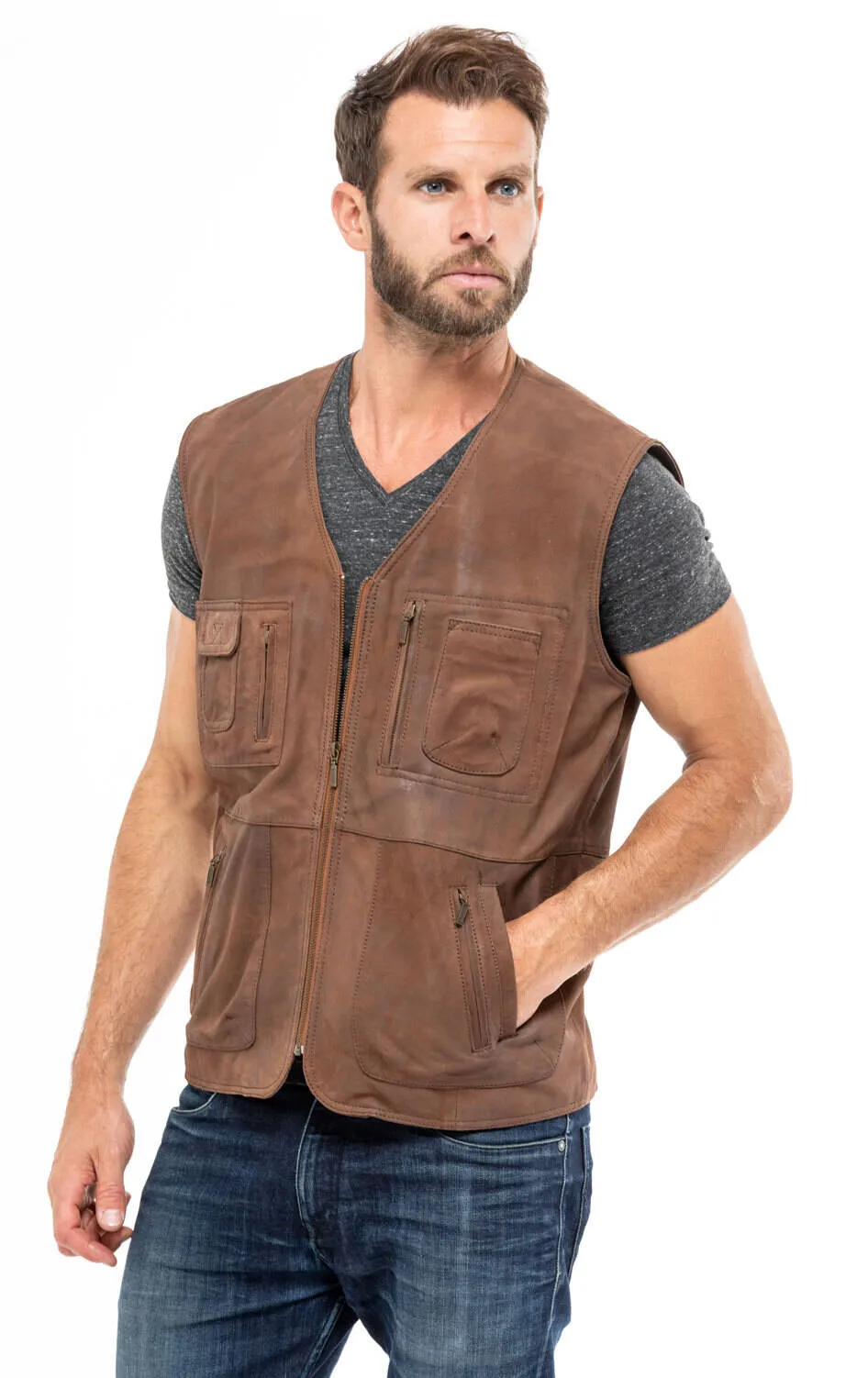 Gero man whiskey leather vest