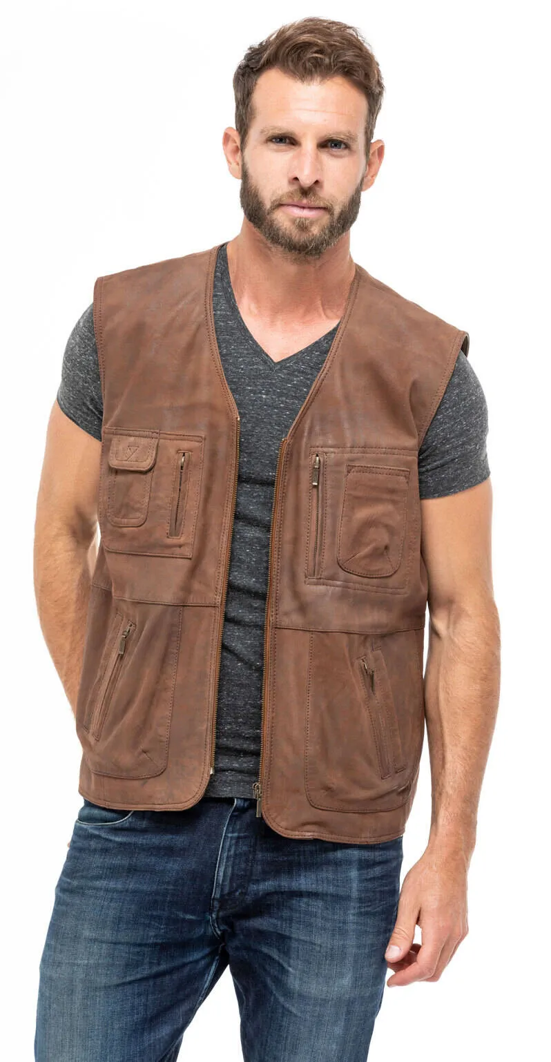 Gero man whiskey leather vest