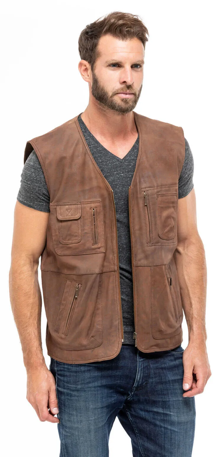 Gero man whiskey leather vest