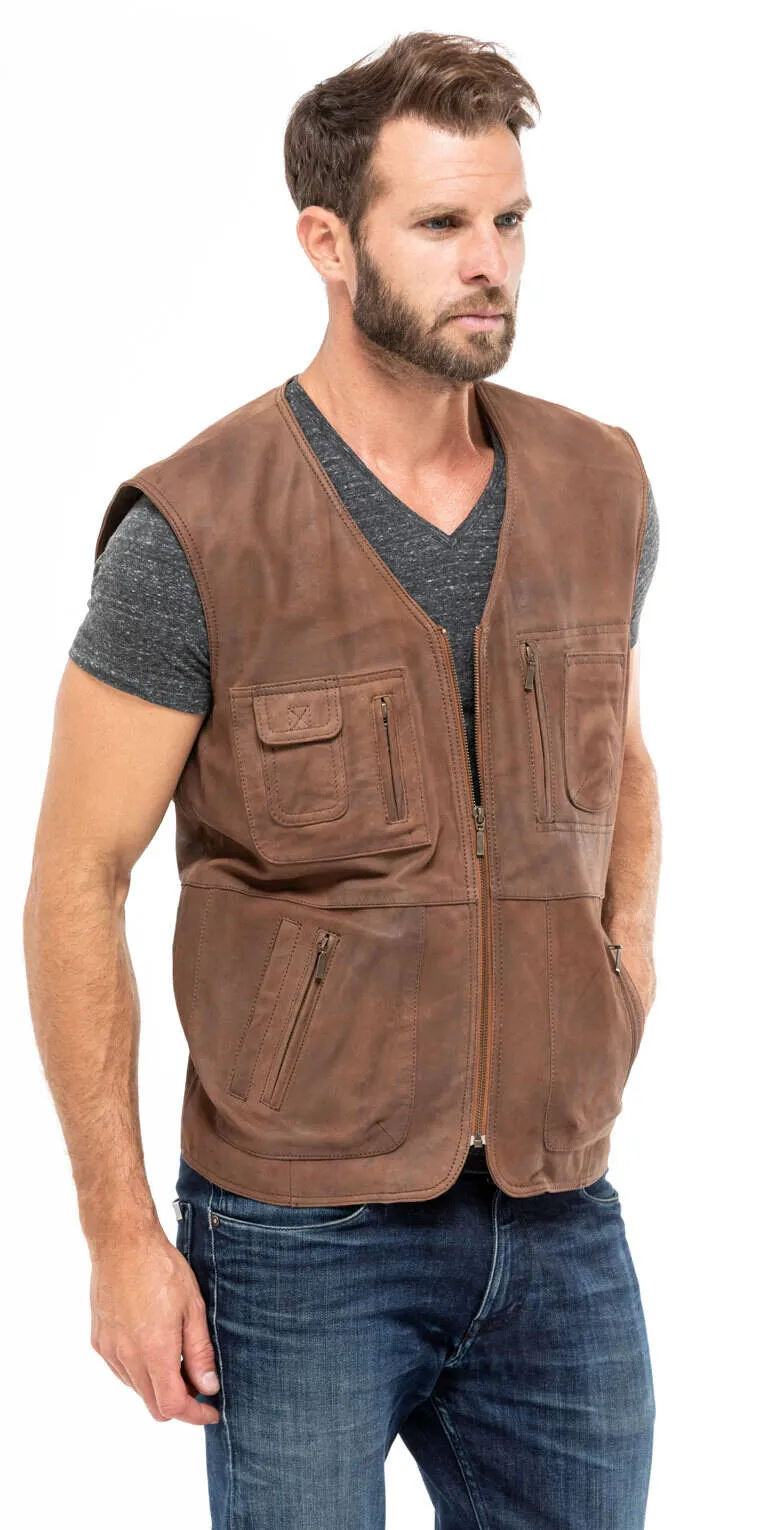 Gero man whiskey leather vest