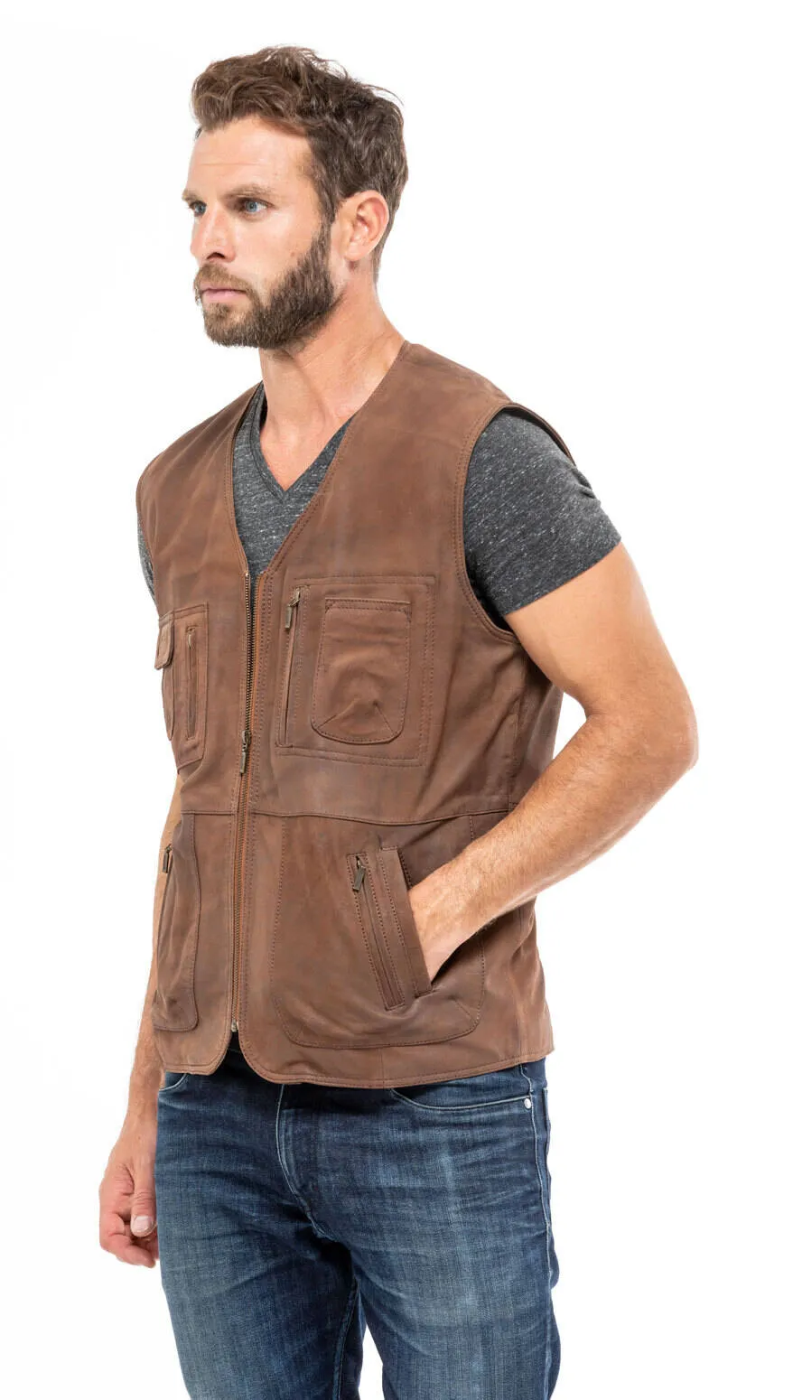 Gero man whiskey leather vest