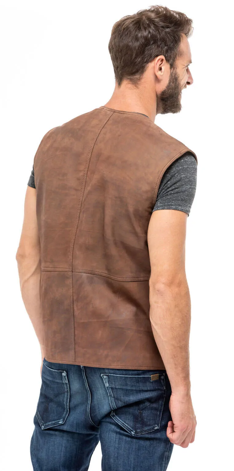 Gero man whiskey leather vest