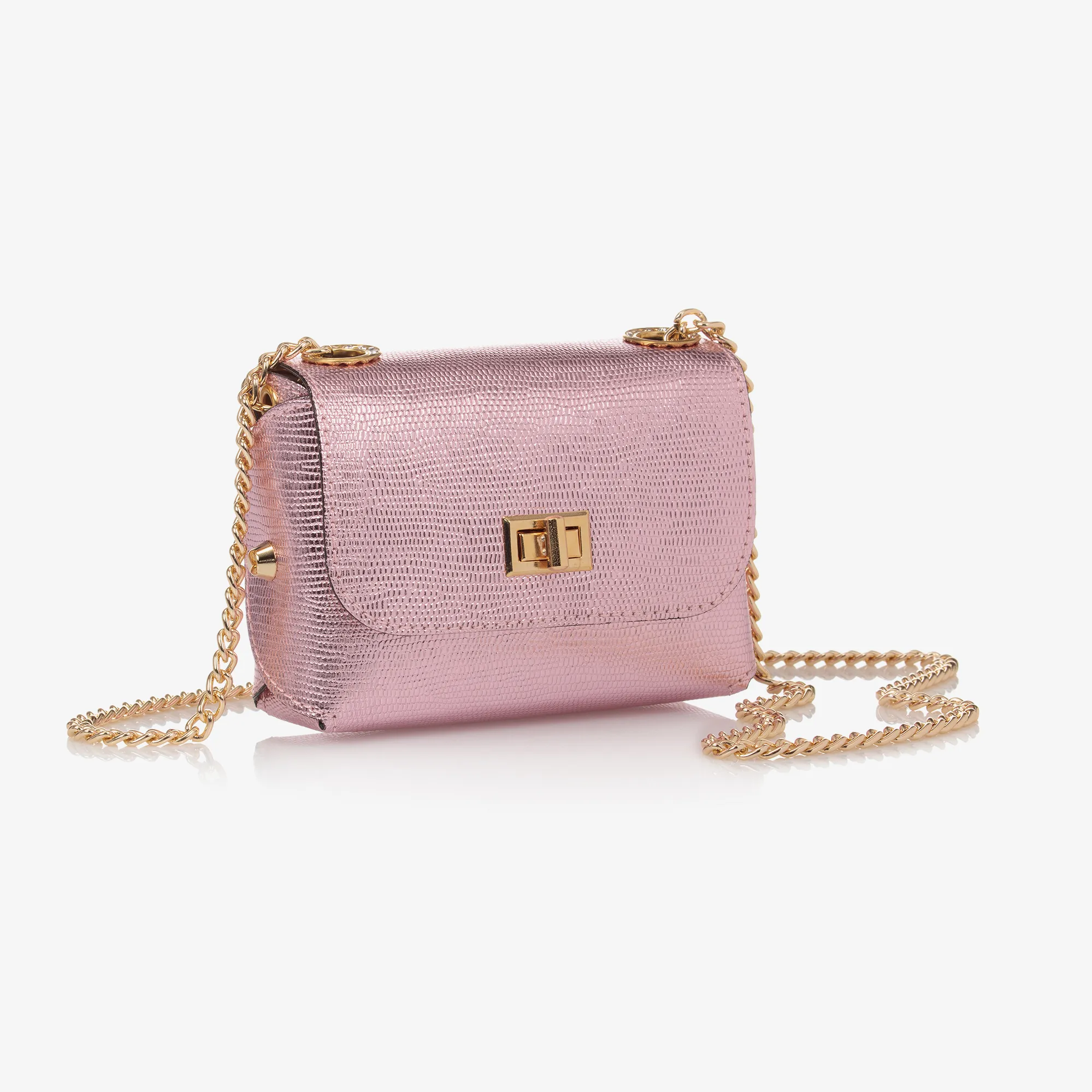 Girls Metallic Pink Shoulder Bag (14cm)