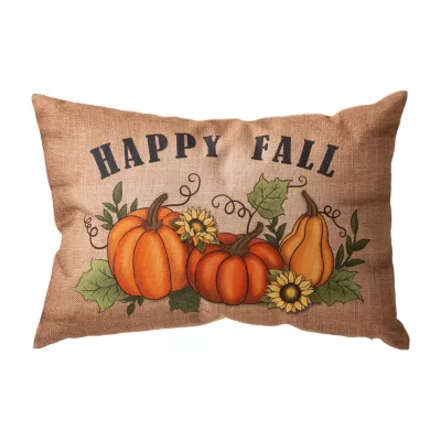 Glitzhome Faux Burlap Fall Pumpkin Rectangular Throw Pillow