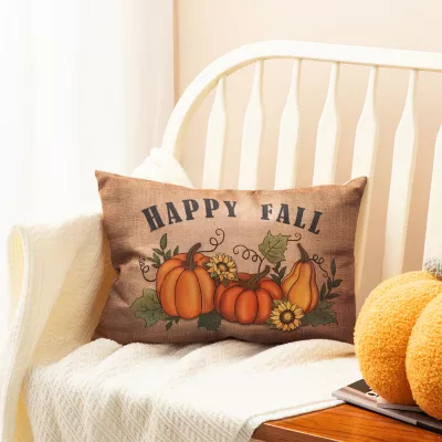 Glitzhome Faux Burlap Fall Pumpkin Rectangular Throw Pillow