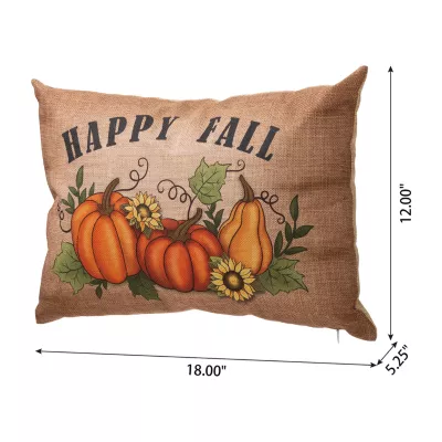 Glitzhome Faux Burlap Fall Pumpkin Rectangular Throw Pillow