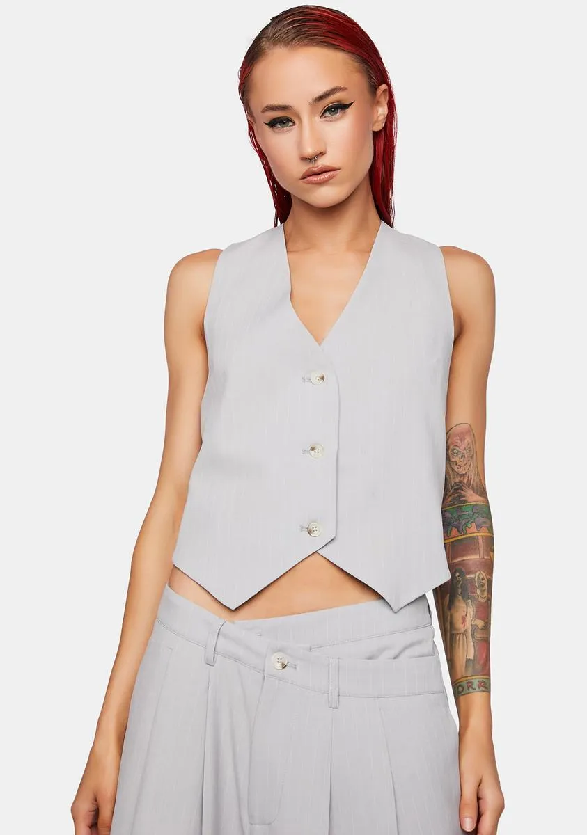 Grey Pinstripe Gisele Vest-