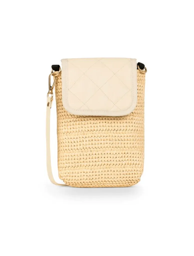 Haute Shore Riley Drift Phone Flap Crossbody in Raffia/Vanilla