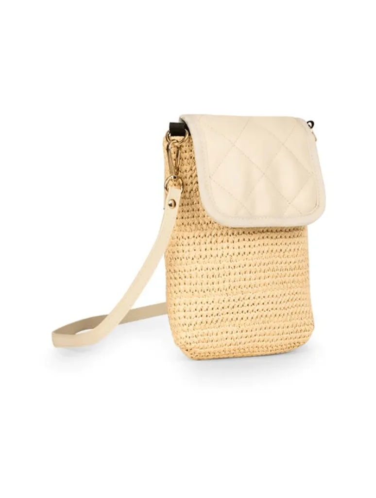 Haute Shore Riley Drift Phone Flap Crossbody in Raffia/Vanilla