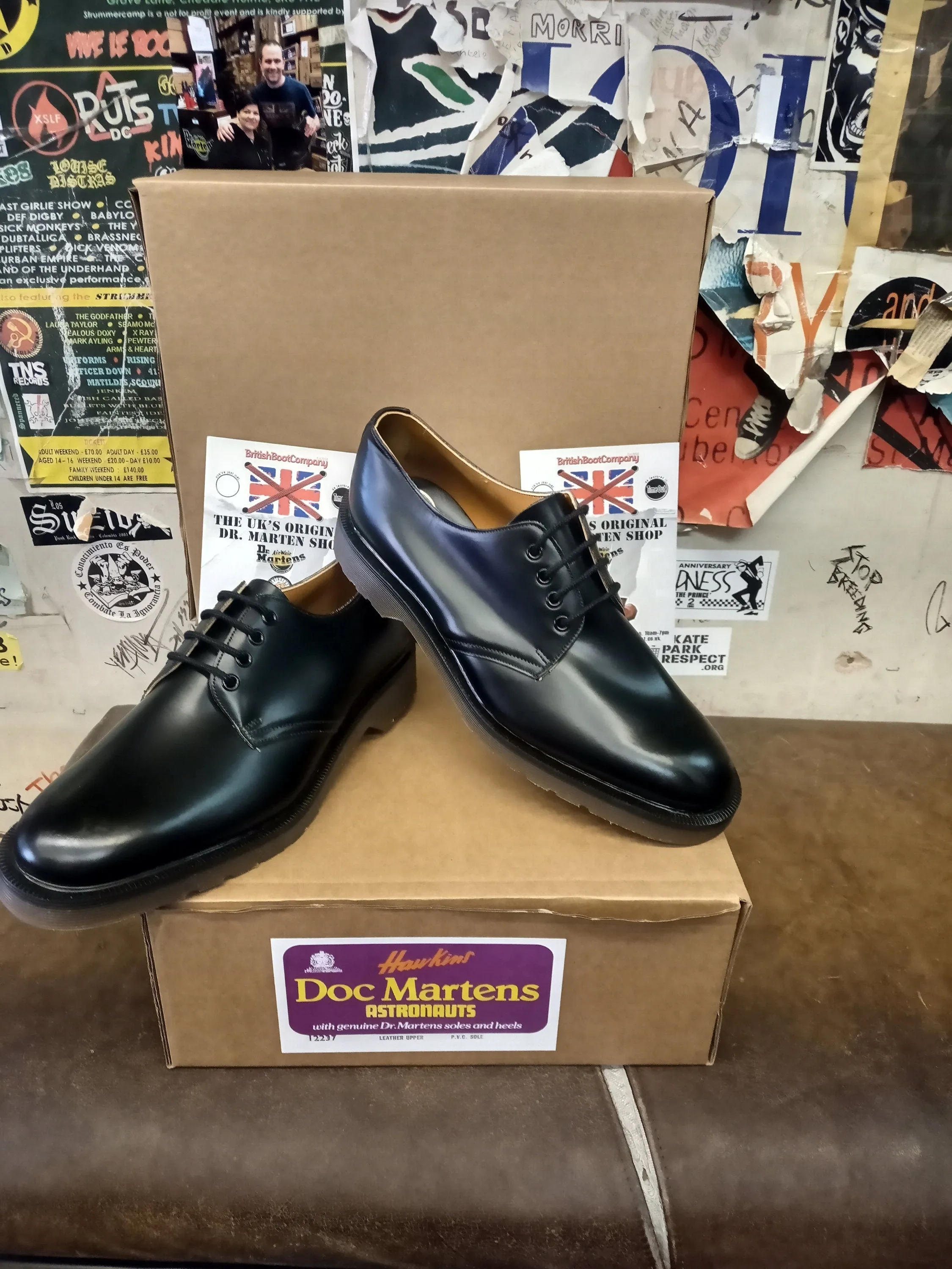 Hawkins Dr Martens 4 Eyelet Made in England Black Shoe Size 8