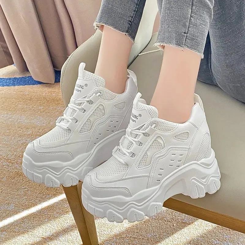 High Top Platform White Sneakers