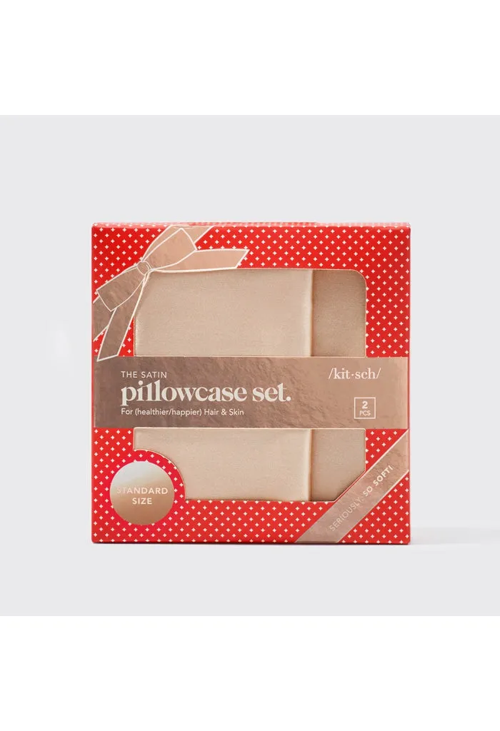 Holiday Satin Standard Pillowcase 2pc Set-Champagne