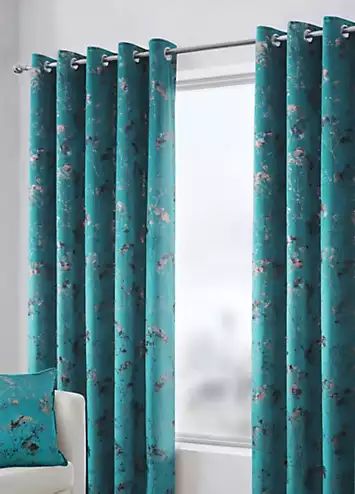 Home Curtains Lucia Pair of Soft Velour Thermal Interlined Eyelet Curtains | Kaleidoscope