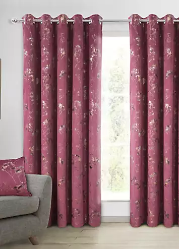 Home Curtains Lucia Pair of Soft Velour Thermal Interlined Eyelet Curtains | Kaleidoscope