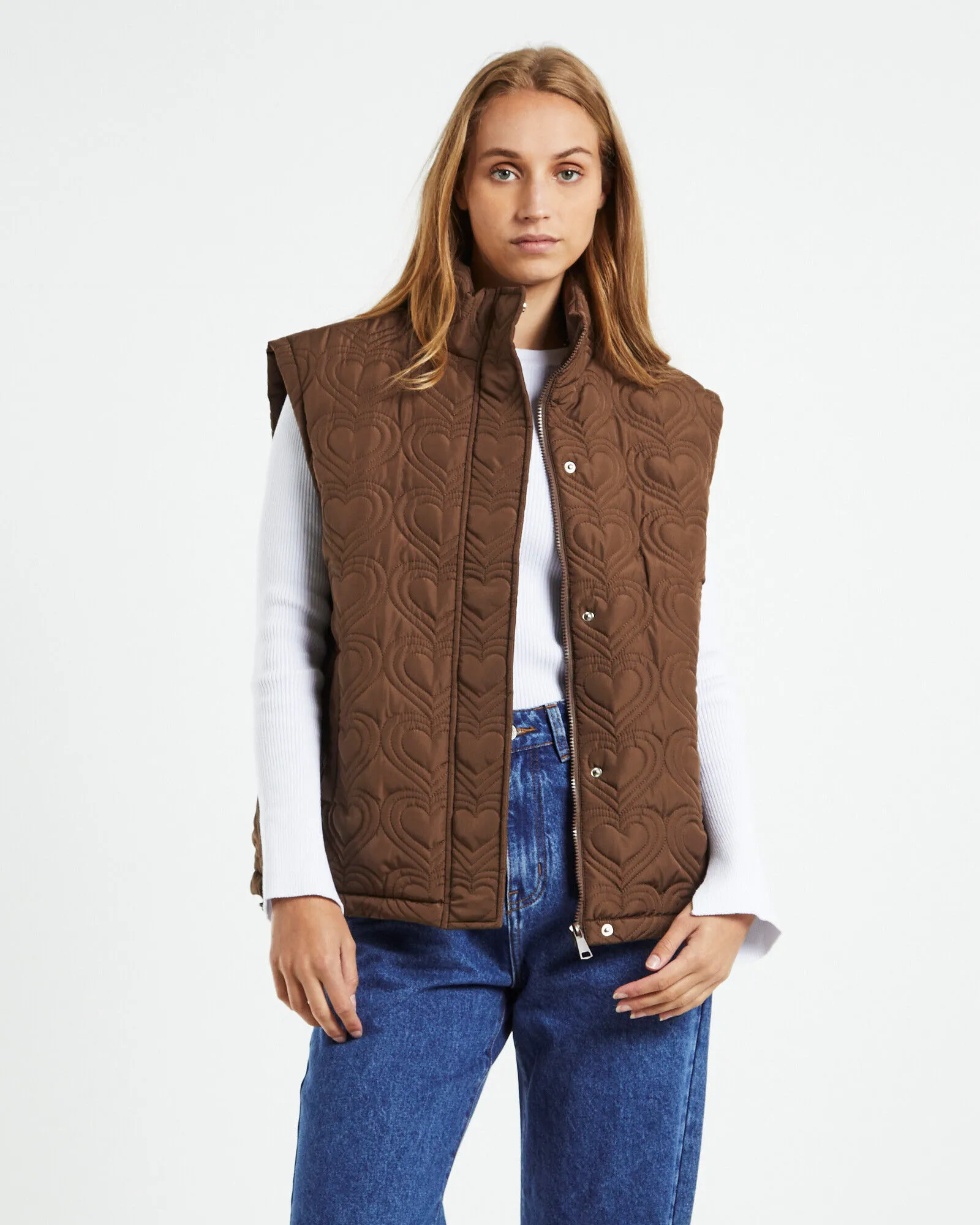 Insight Lala Heart Quilt Vest Chocolate Brown