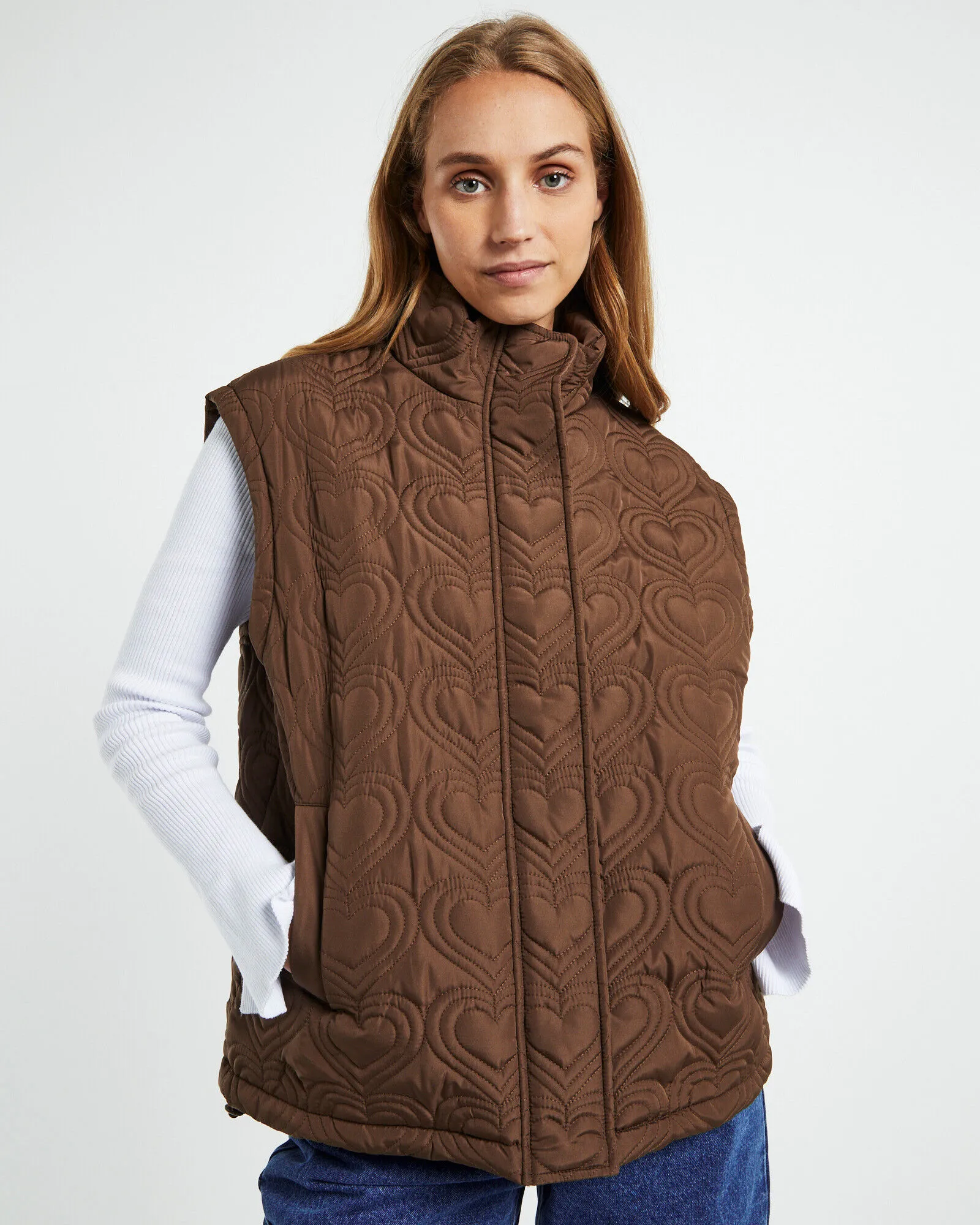 Insight Lala Heart Quilt Vest Chocolate Brown