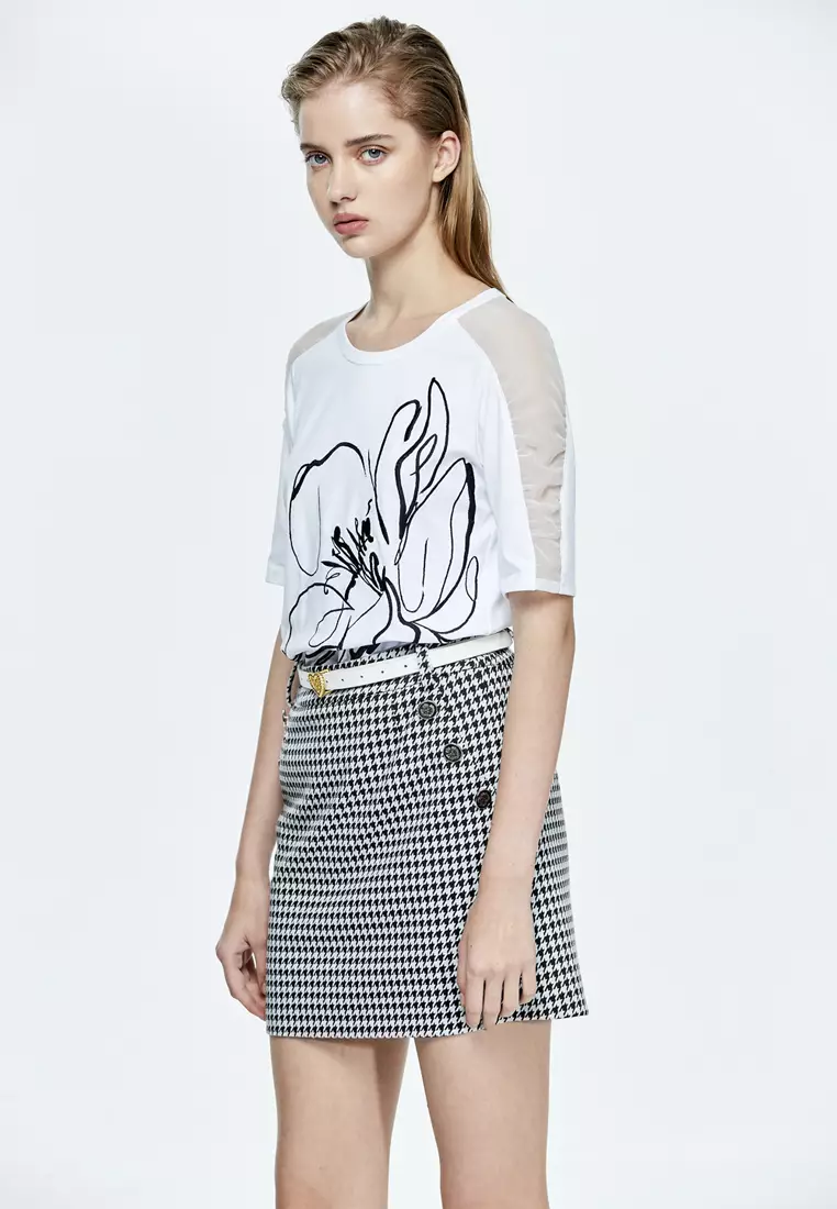 iROO Houndstooth Basic Skirt