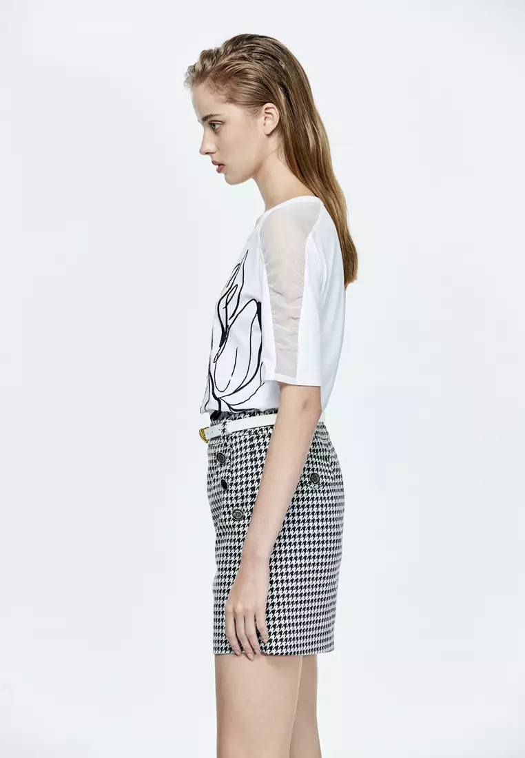 iROO Houndstooth Basic Skirt