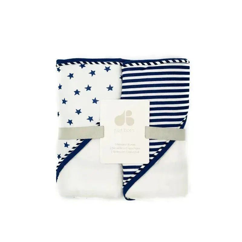 Just Born 2 Piece Navy Hooded Baby Towels