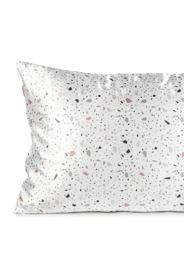 KITSCH Satin Pillowcase - White Terrazzo